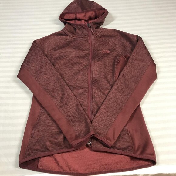 The North Face Jacket Womens Medium Burgundy Full Zip Fleece Hooded Hoodie - Picture 1 of 9